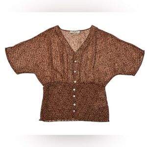 CAMOMILLA Italia Sheer Blouse Floral Burnt Orange Sz 12